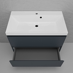 Style Line Тумба под раковину Манхэттен 80 Plus подвесная эмаль графит матовая – фотография-5